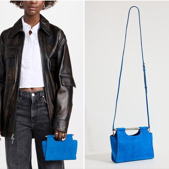 STAUD Mar Mini Bag Blue Suede - Picture 2 of 6